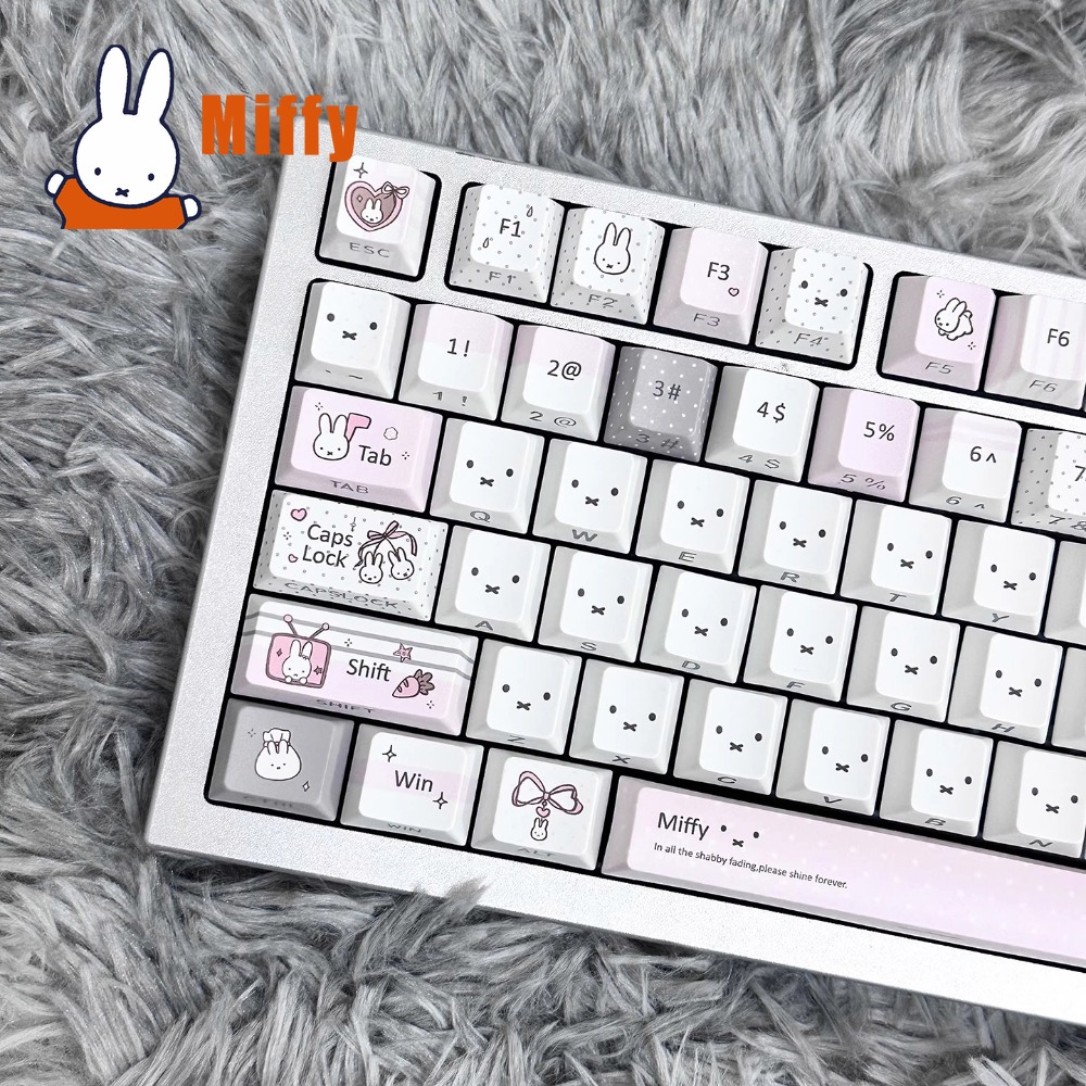Keyboard Tenkeyless - Kawaii Miffy Mechanische Tastatur-Keycap-Set Niedlicher Hase