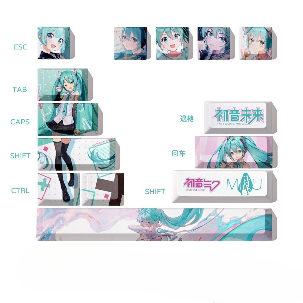 Keyboard Tenkeyless - Hatsune Miku Tastenkappen, OEM-Höhe PBT Dye-Sub