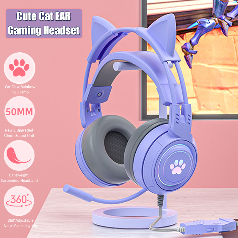 Esports Gaming Headphones - Niedliche Katzen ohr Gaming-Kopfhörer mit Mikrofon