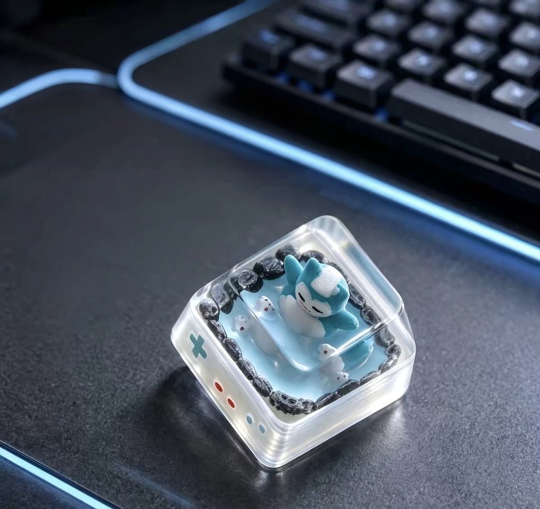 Keyboard Tenkeyless - Pokémon Snorlax Tastenkappe aus Harz, durchscheinend,
